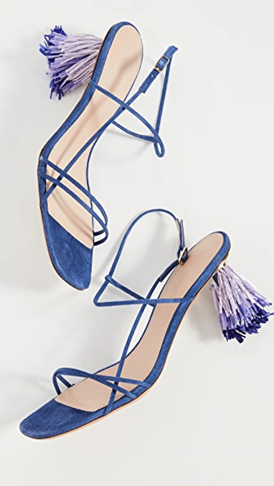 Shop Jacquemus Les Raphia Sandals In Blue