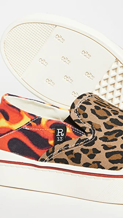 Shop R13 Slip On Sneakers In Flames/tan Leopard