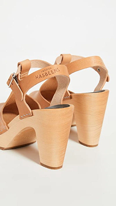 Shop Swedish Hasbeens T-strap Sky High Clogs In Nature