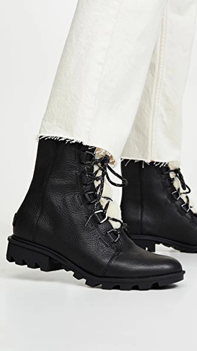 Shop Sorel Phoenix Short Lace Up Boots In Black