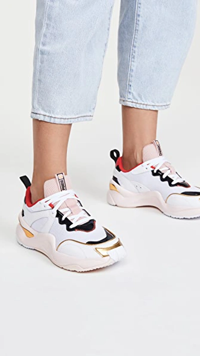 Shop Puma X Charlotte Olympia Rise Sneakers In  White/red/pink