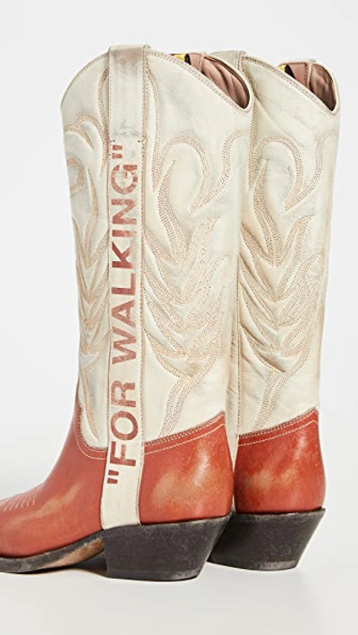 Shop Off-white Vintage Cowboy Boots In Beige Mattone