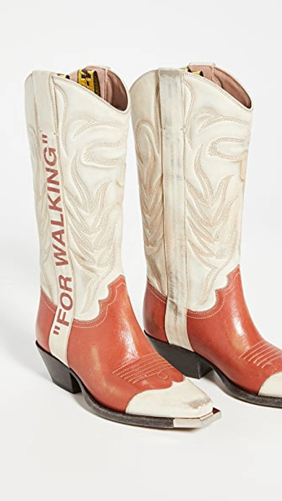 Shop Off-white Vintage Cowboy Boots In Beige Mattone