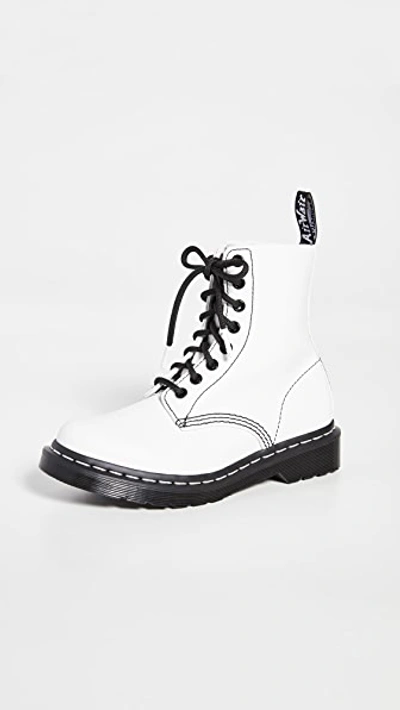 Shop Dr. Martens' 1460 Pascal 8 Eye Boots In Optical White Virginia