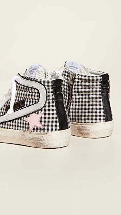 Shop Golden Goose Slide Sneakers In White Check/pink