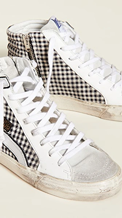 Shop Golden Goose Slide Sneakers In White Check/pink