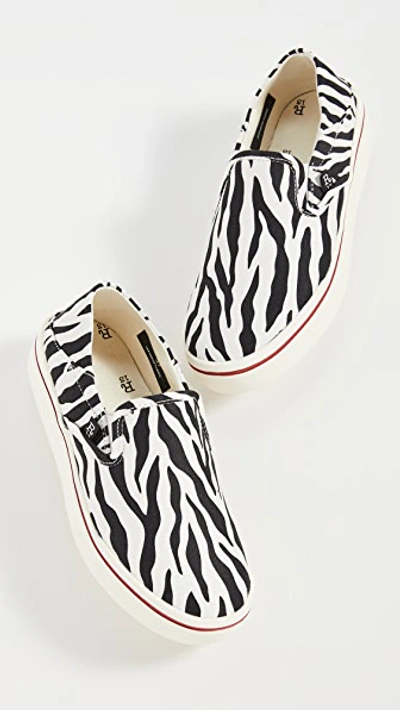 Shop R13 Slip On Sneakers In B & W Zebra