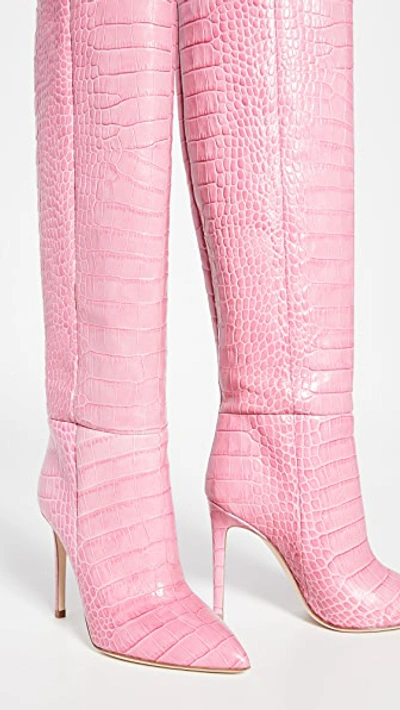 Shop Paris Texas Moc Croco Tall Boots In Fuschia