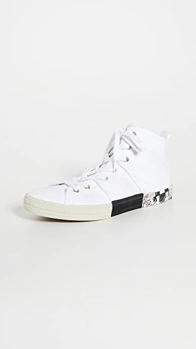 Shop Maison Margiela Layered High Top Sneakers In Dirty White