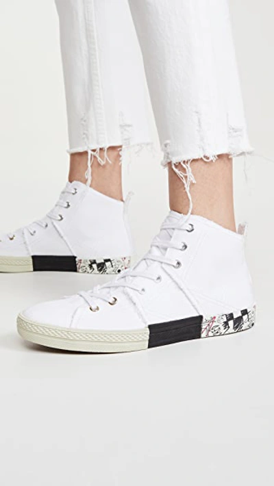 Shop Maison Margiela Layered High Top Sneakers In Dirty White