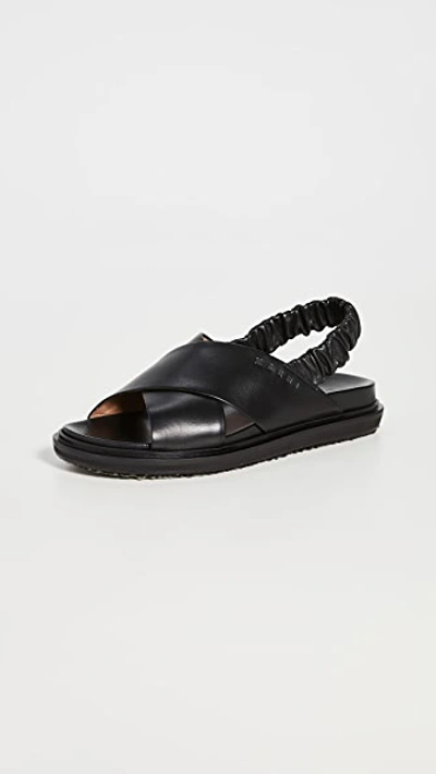 Shop Marni Fussbett Slingback Sandals In Black