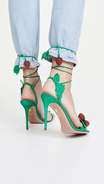 Aquazzura Fragolina Sandals 105mm In Jungle Green | ModeSens