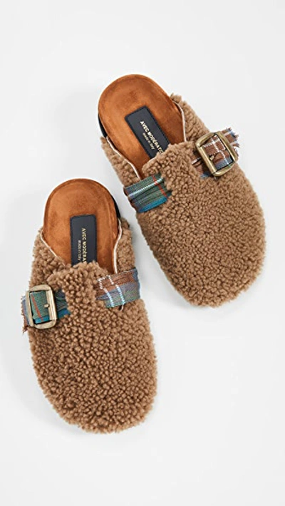 Shop Avec Modération Whistler Mules In Camel Plaid