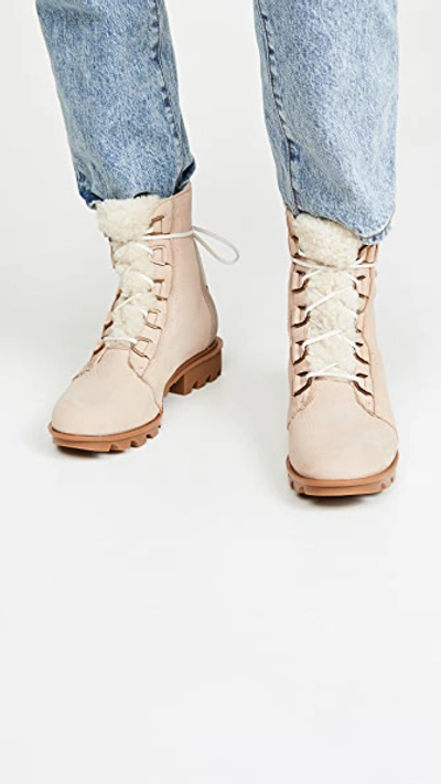 Shop Sorel Phoenix Short Lace Up Luxe Boots In Natural Tan