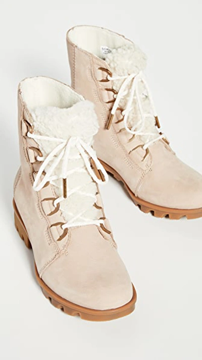 Shop Sorel Phoenix Short Lace Up Luxe Boots In Natural Tan