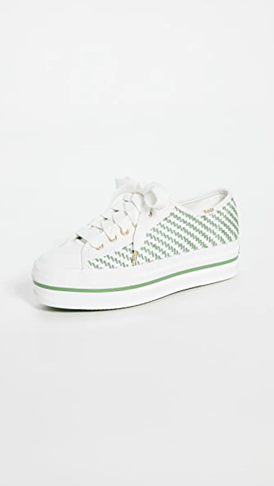 Shop Keds X Kate Spade New York Triple Up Sneakers In White/green