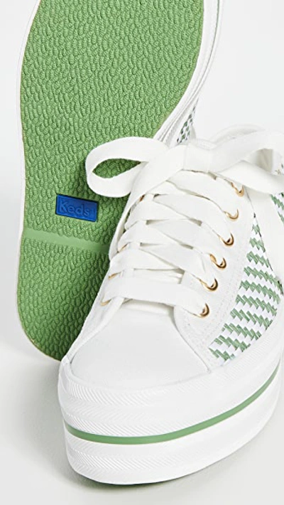 Shop Keds X Kate Spade New York Triple Up Sneakers In White/green