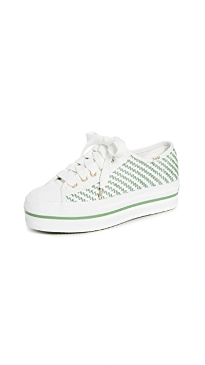 Shop Keds X Kate Spade New York Triple Up Sneakers In White/green