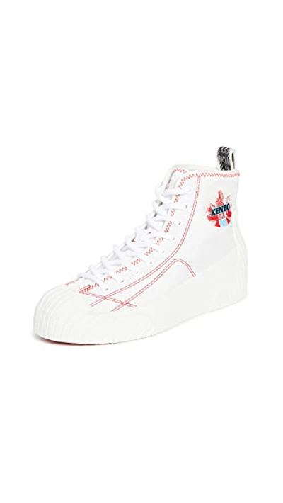 Shop Kenzo Volkano High Top Sneakers In White