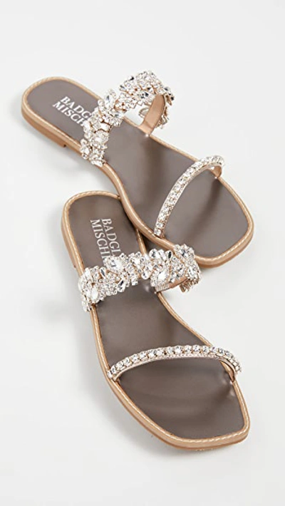 Shop Badgley Mischka Jenelle Slide Sandals In Champagne