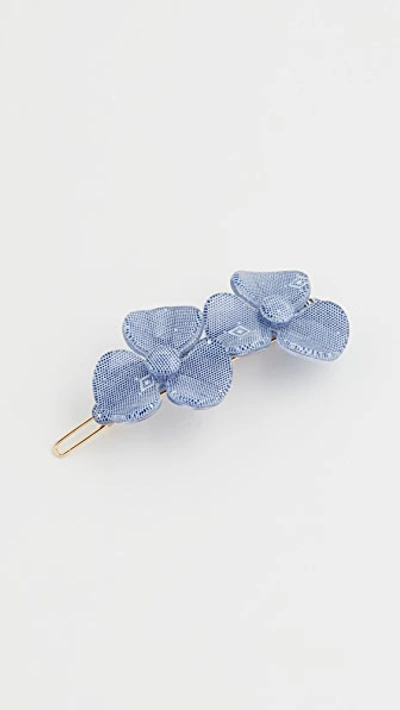 Shop Alexandre De Paris Floral Clip In Blue