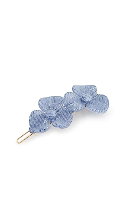 Shop Alexandre De Paris Floral Clip In Blue