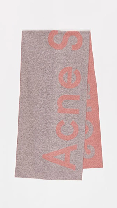 Shop Acne Studios Toronty Logo Scarf In Grey/pink