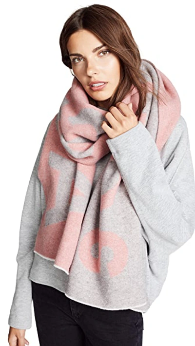 Shop Acne Studios Toronty Logo Scarf In Grey/pink