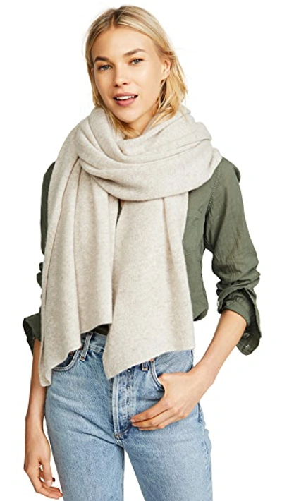 Shop White + Warren Cashmere Travel Wrap Scarf In Sand Wisp Heather