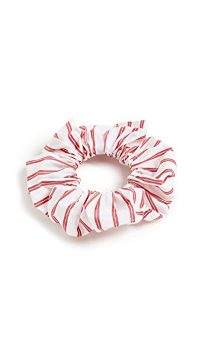 Shop Ganni Stripe Cotton Scrunchie In Lollipop