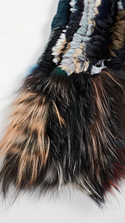 Shop Adrienne Landau Knit Rex Rabbit Scarf With Fox Trim In Multi/multi