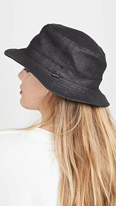 Shop Brixton Hardy Straw Bucket Hat In Black