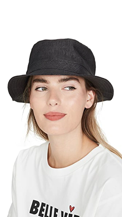 Shop Brixton Hardy Straw Bucket Hat In Black