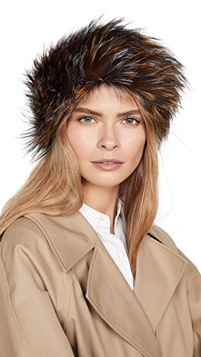 Shop Adrienne Landau Knit Silver Fox Headband In Yellow