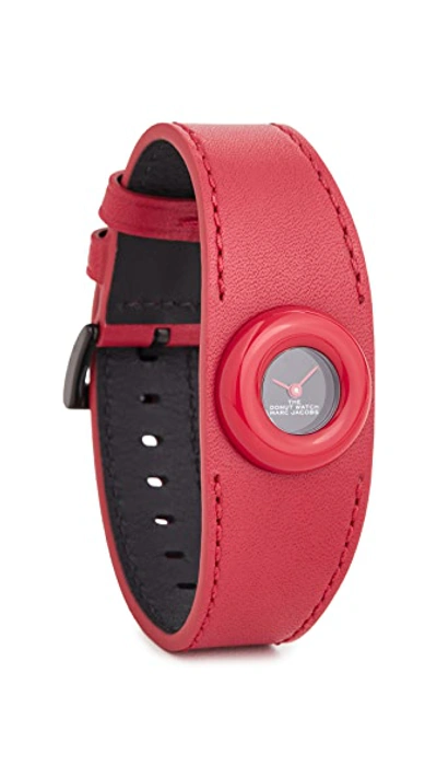 Shop The Marc Jacobs The Donut Watch 22mm In Black/red