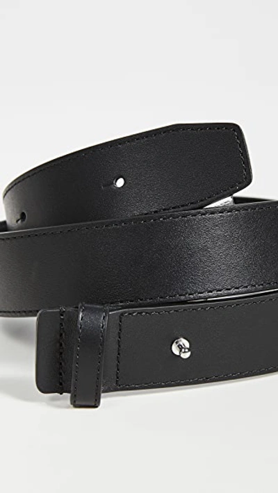 Shop Ganni Slim Leather Belt In Black