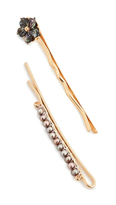 Shop Chan Luu Pearl Mix Bobby Pin Set In Taupe Pearl Mix