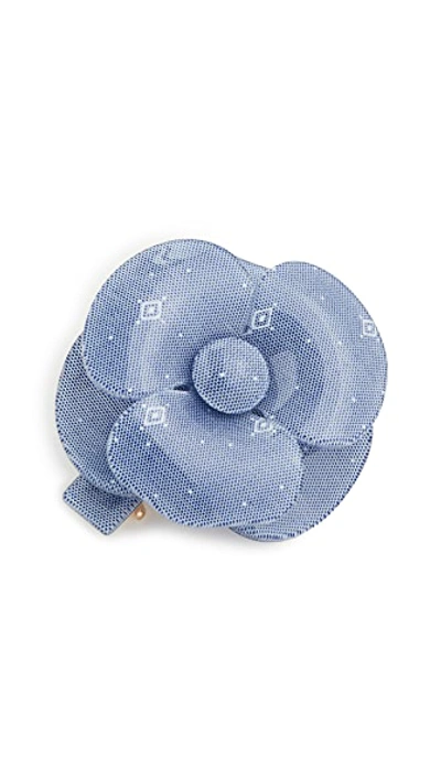 Shop Alexandre De Paris Floral Barrette In Blue