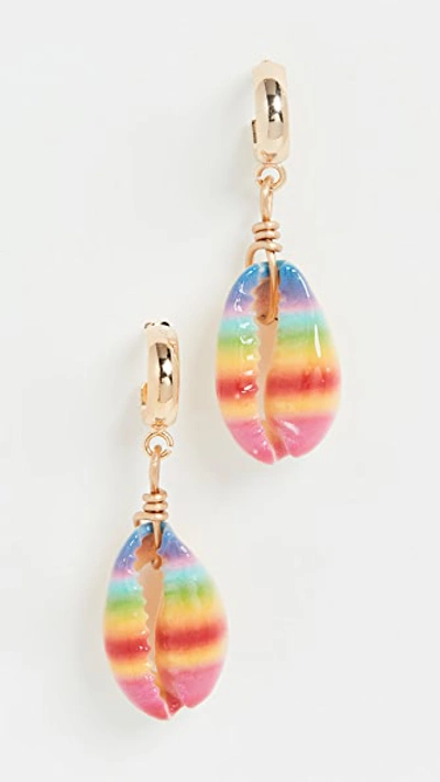 Shop Venessa Arizaga Rainbow Stripe Shell Earrings