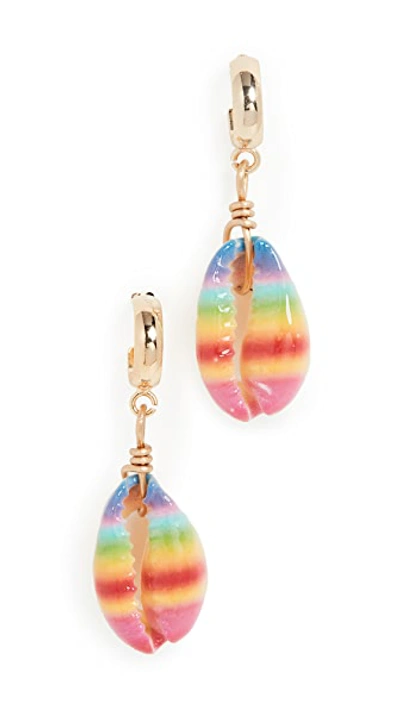 Shop Venessa Arizaga Rainbow Stripe Shell Earrings