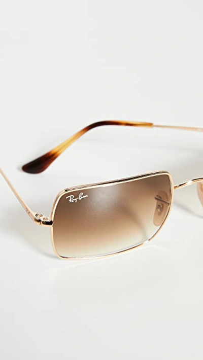 Shop Ray Ban 1969 Rectangular Sunglasses In Gold/gradient Brown