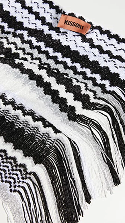 Shop Missoni Metallic Zigzag Scarf In Black/white