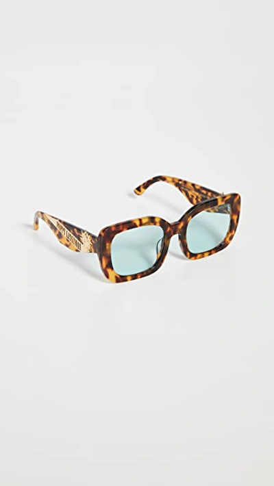 Shop Poppy Lissiman Helios Sunglasses In Torti/green