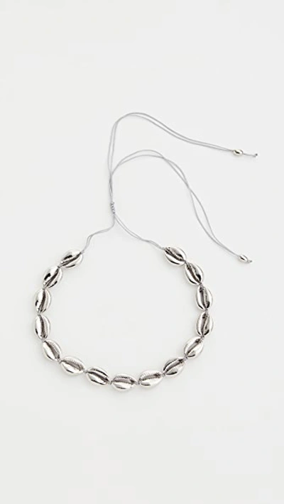 Shop Tohum Large Puka Shell Necklace In Silver