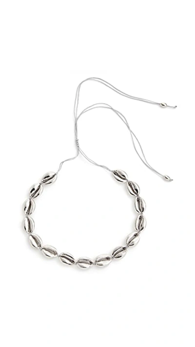 Shop Tohum Large Puka Shell Necklace In Silver