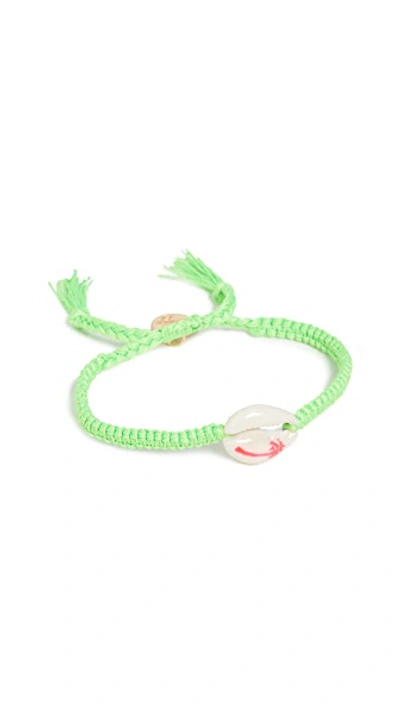 Shop Venessa Arizaga Palm Tree Shell Bracelet In Green/neon Pink