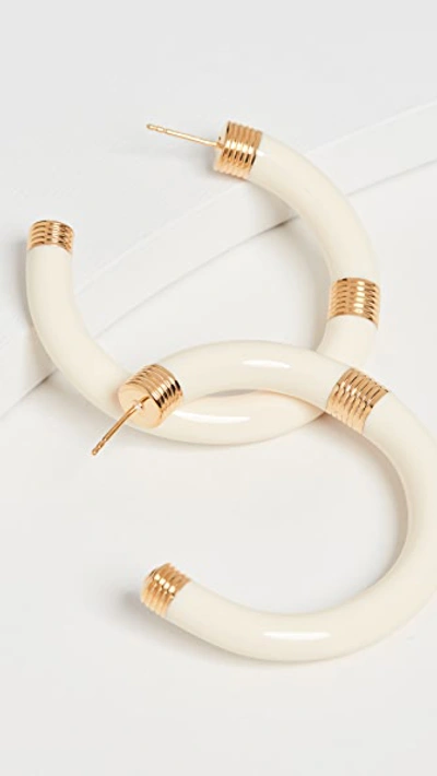 Shop Aurelie Bidermann Katt Hoop Earrings In Dore Ivoire