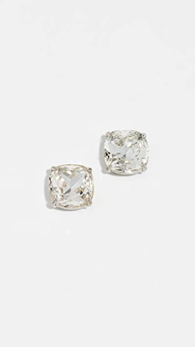 Kate Spade Small Square Stud Earrrings In Clear/silver