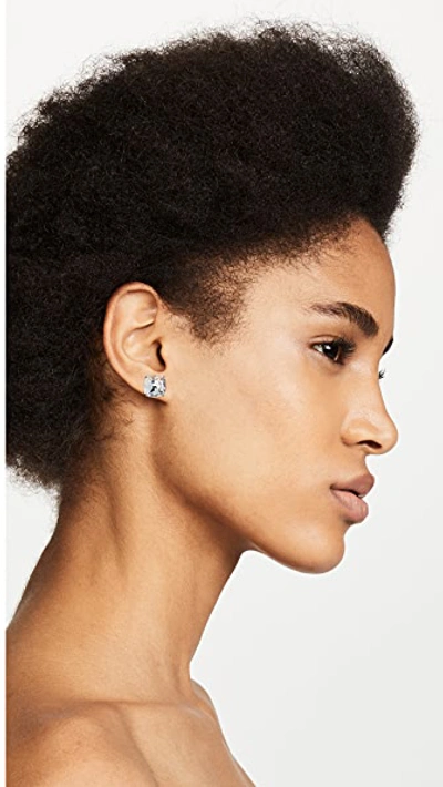 Kate Spade Small Square Stud Earrrings In Clear/silver