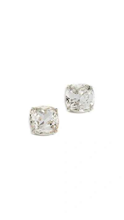 Kate Spade Small Square Stud Earrrings In Clear/silver
